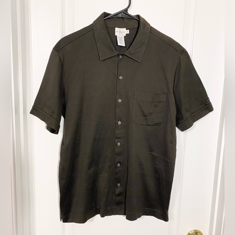 Y2K Calvin Klein Knit Button Down Shirt Vintage Black Men’s Medium